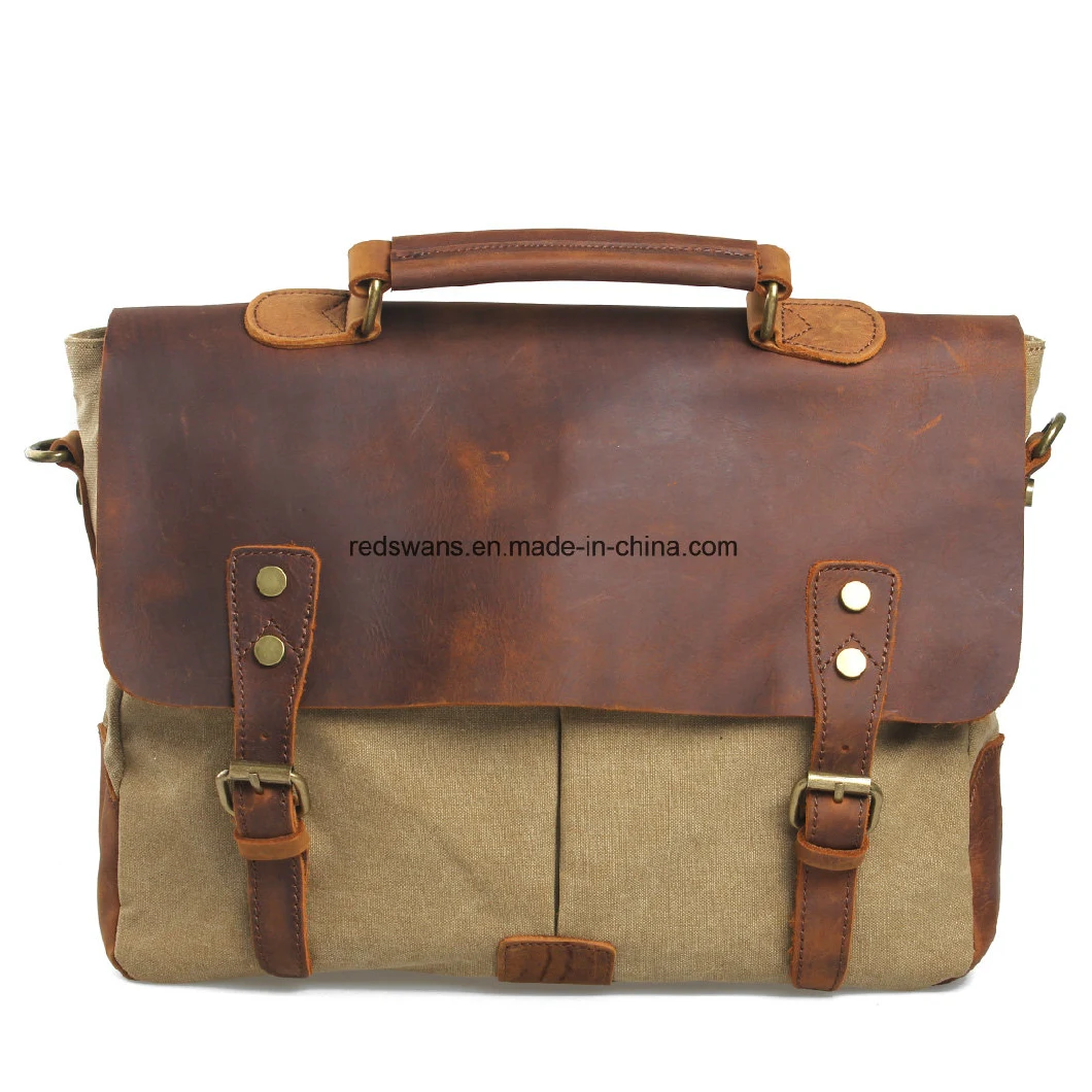 Redswan Real Leather Washed Canvas Crossbody Man Messenger Bag (RS-6807)